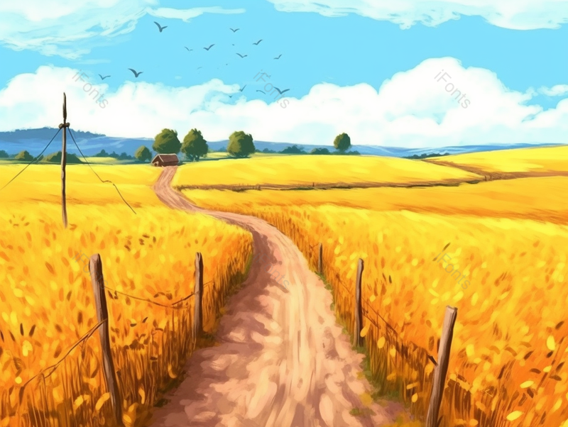 农村乡间小路小清新插画背景,插画/手绘图,插画/手绘图库,插画/手绘图下载,插画/手绘